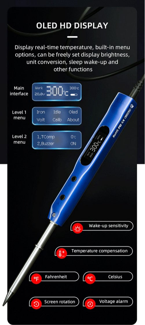 SEQURE SI012 Pro Intelligent OLED Electric Soldering Iron with Adjustable Sensitivity