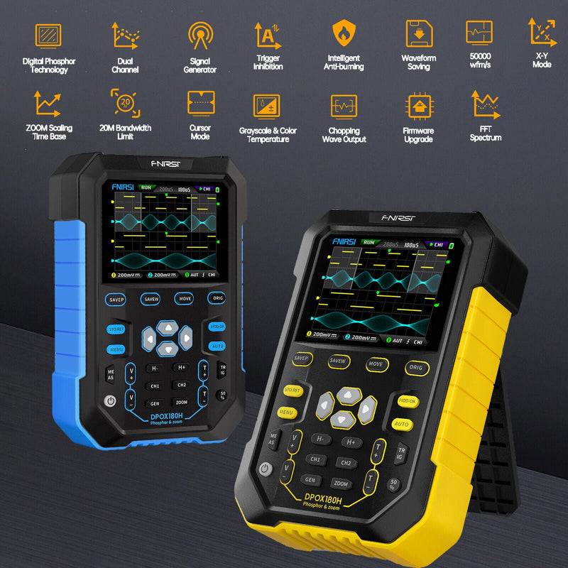 Load image into Gallery viewer, DPOX180H Handheld Dual Channel Digital Oscilloscope 180MHz Function Signal Generator Blue(2) - FN - DPOX180H - OSCP - BEU - Fnirsi - ALTWAYLAB
