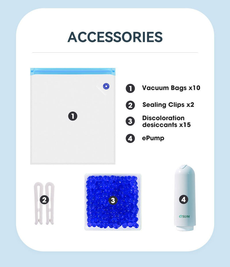 Load image into Gallery viewer, eSUN eVacuum Kit Pro – Filament Vacuum Storage Kit – 10 Bags, Pump – Filament Dryer (Image 7, 3d printing) – eSUN AMPANOVA
