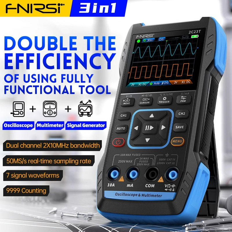 Load image into Gallery viewer, FNIRSI 2C23T Oscilloscope Multimeter Signal Generator 3 - in - 1 2.8&quot; Display Screen Standard(2) - FN - 2C23T - OSMSG - ST - BU - Fnirsi - ALTWAYLAB
