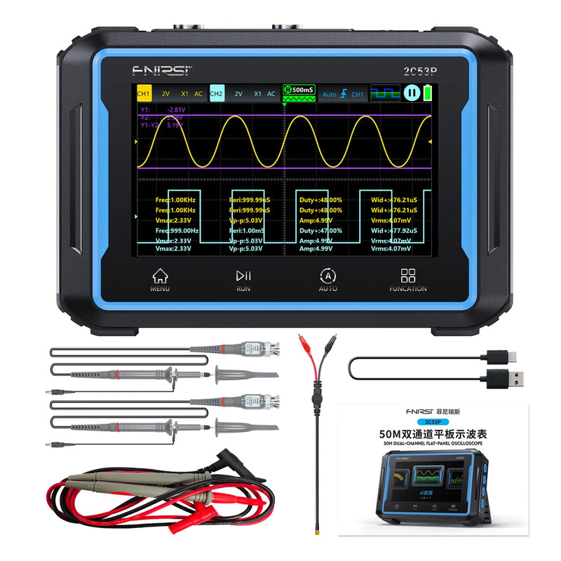 Load image into Gallery viewer, FNIRSI 2C53P 3 - in - 1 Dual Channel Tablet Oscilloscope Multimeter Function Generator (12) - FN - 2C53P - DCHTO - M - FG - FNIRSI - ALTWAYLAB
