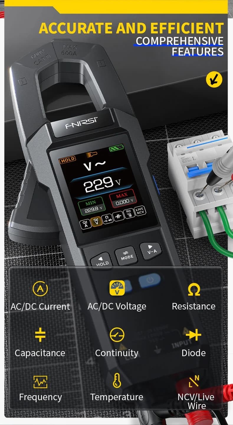 Load image into Gallery viewer, FNIRSI DMC - 100 High - Precision Intelligent Clamp Meter (5) - FN - DMC - 100 - CLM - FNIRSI - AMPANOVA
