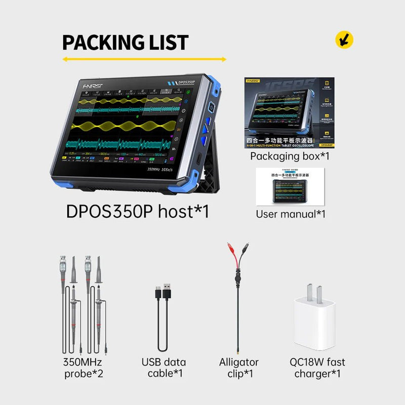 Load image into Gallery viewer, FNIRSI DPOS350P 4 - IN - 1 350MHz 1GSPS Tablet Oscilloscope (4) - FN - DPOS - 350P - TO - FNIRSI - AMPANOVA
