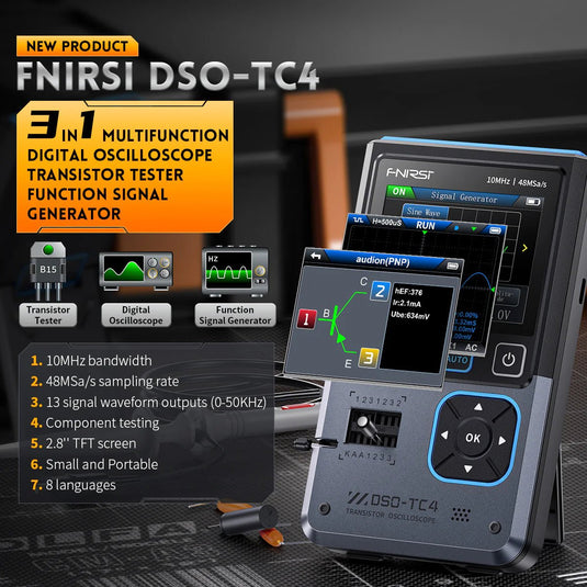 FNIRSI DSO - TC4 Upgrade 3 In 1 Digital Oscilloscope Transistor Tester Signal Generator (2) - FN - DSO - TC4 - DO - SG - TT - FNIRSI - AMPANOVA