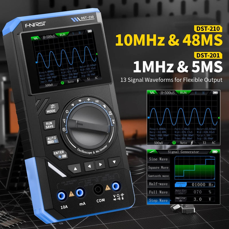 Load image into Gallery viewer, FNIRSI DST - 210 Handheld 3 - IN 1 Handheld Digital Oscilloscope Signal Generator (5) - FN - DST - 210 - DO - SG - FNIRSI - AMPANOVA
