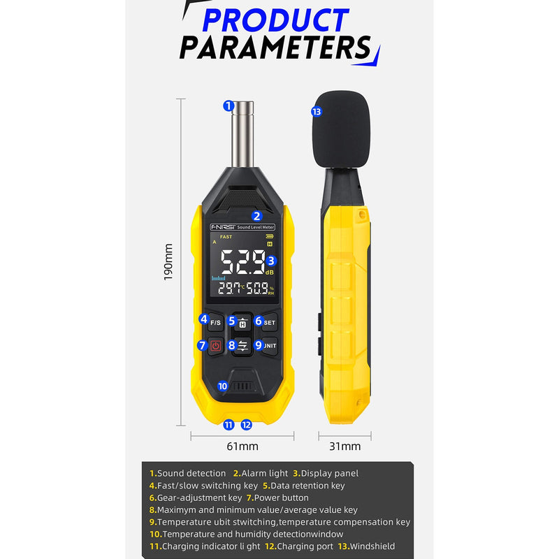 Load image into Gallery viewer, FNIRSI FDM01 High - precision Digital Noise Decibel Meter Blue(12) - FN - FDM01 - DHSLM - BU - Fnirsi - ALTWAYLAB
