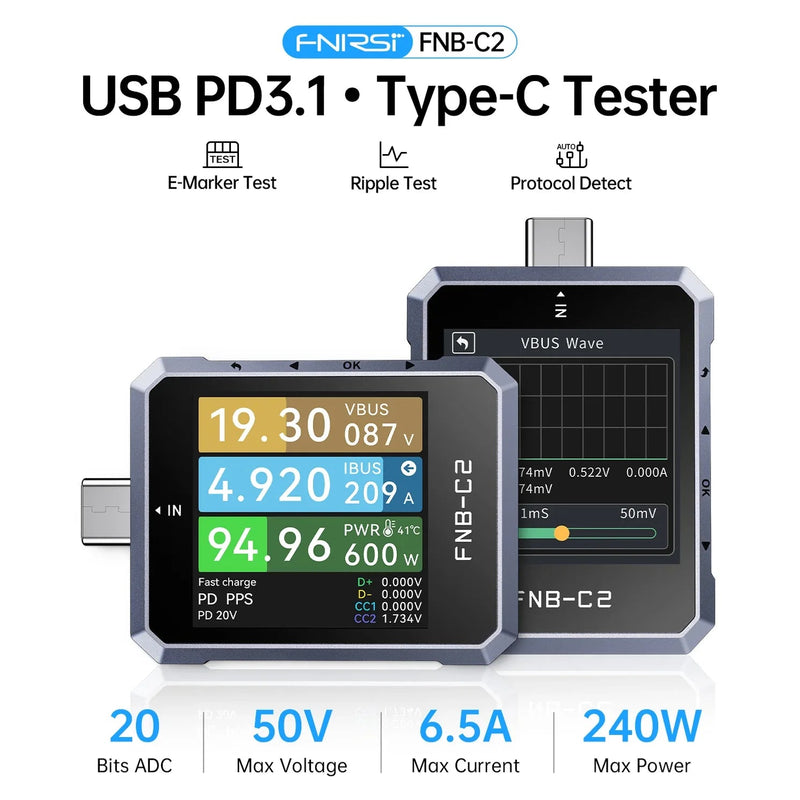 Load image into Gallery viewer, FNIRSI FNB-C2 USB Fast Charging Protocol Tester – (Image 2, ) – FNIRSI AMPANOVA
