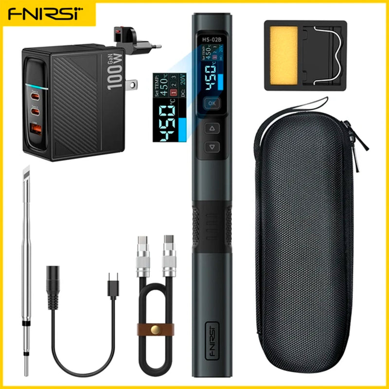 Load image into Gallery viewer, FNIRSI HS - 02 Intelligent Soldering Iron HS - 02B / Host / 100W PD GaN Fast Charger / C2C PD Charging Cable(15) - FNIRSI - ALTWAYLAB
