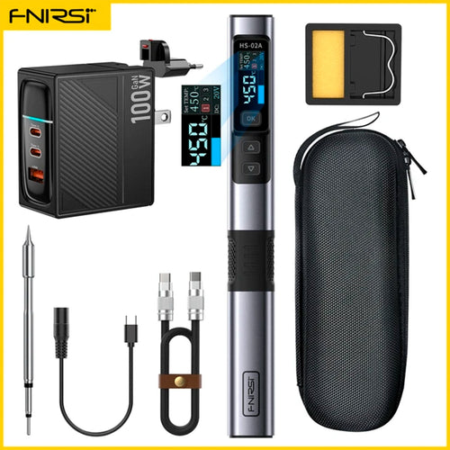 FNIRSI HS - 02A Intelligent Soldering Iron / Standard / 100W PD GaN Fast Charger / 250W C2C PD Charging Cable (1) - FN - HS02A - ISI - ST - 100W - C2C - FNIRSI - AMPANOVA