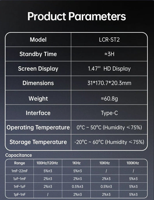 FNIRSI LCR - ST2 100K LCR ESR Meter 2 - in - 1 Digital Tweezers Bridge – (Image 10, ) – FNIRSI AMPANOVA