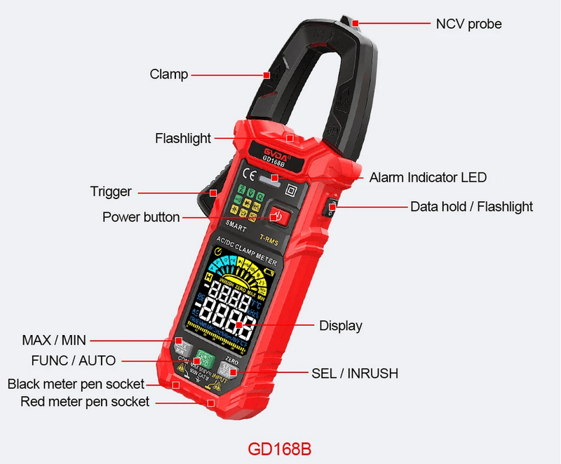 Load image into Gallery viewer, GVDA Digital Clamp Meter GD166/168 – (Image 47, imp) – GVDA AMPANOVA
