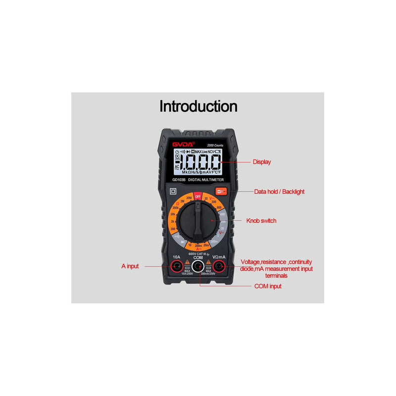 Load image into Gallery viewer, GVDA GD103B 2000 Counts Manual Range Pocket Digital Multimter – Multimeter (Image 10, ) – GVDA AMPANOVA
