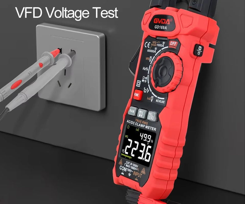 Load image into Gallery viewer, GVDA GD169A Digital Clamp Meter 1000V 1000A VA Color LCD – (Image 11, imp) – GVDA AMPANOVA
