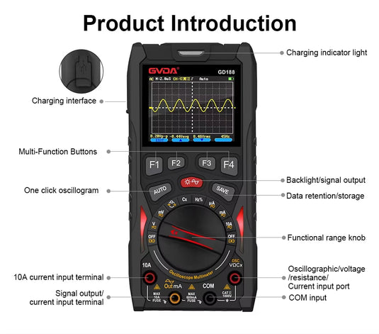 GVDA GD188 3 in 1 Multimeter Combining a Digital Oscilloscope, Signal Generator – (Image 6, imp) – GVDA AMPANOVA