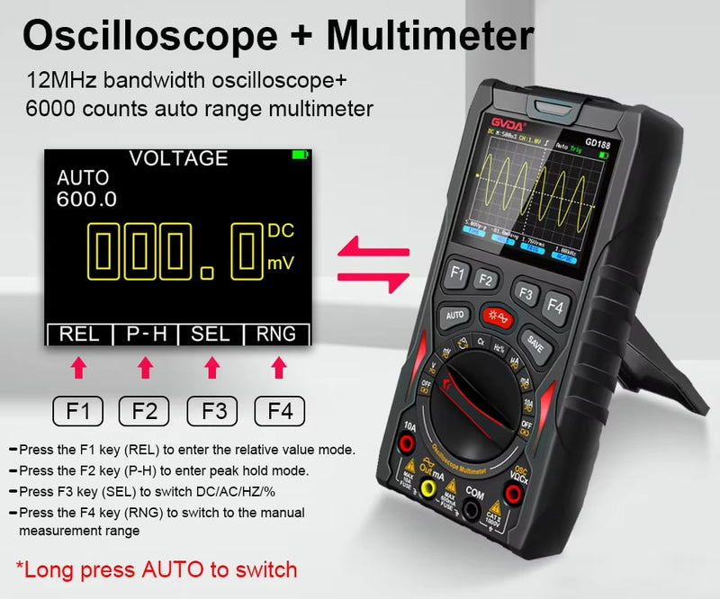 Load image into Gallery viewer, GVDA GD188 3 in 1 Multimeter Combining a Digital Oscilloscope, Signal Generator – (Image 7, imp) – GVDA AMPANOVA
