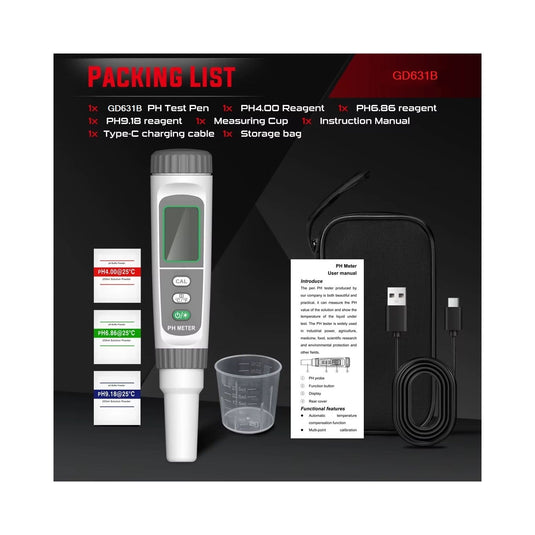 GVDA GD631B PH meter Type C Rechargeable – pH Meter (Image 13, ) – GVDA AMPANOVA