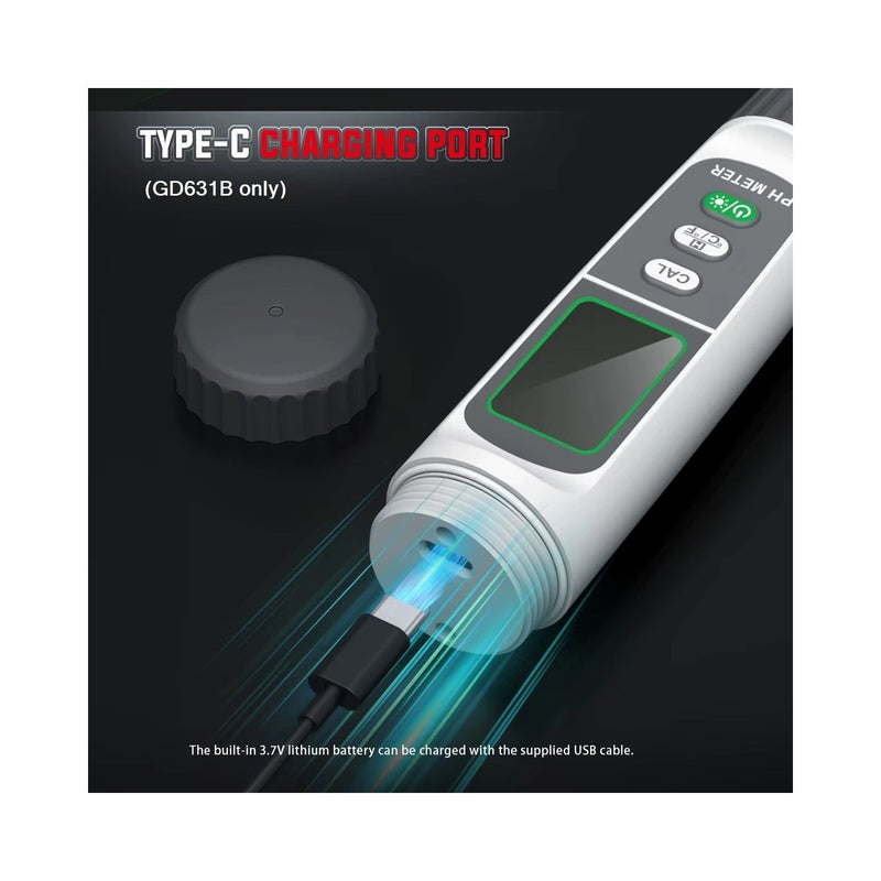 Load image into Gallery viewer, GVDA GD631B PH meter Type C Rechargeable – pH Meter (Image 5, ) – GVDA AMPANOVA
