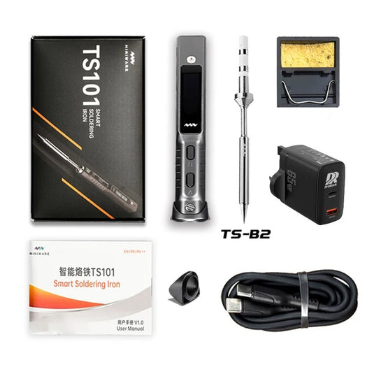 MINIWARE TS101 Soldering Iron (B2) Black + 65W Charger + Mini Stand (1) - MNWTS101B2 - SI - BK - 65W - MINIWARE - AMPANOVA