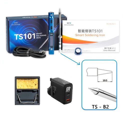 MINIWARE TS101 Soldering Iron (B2) Blue + 65W Charger + Mini Stand (1) - MNWTS101B2 - SI - BU - 65W - MINIWARE - AMPANOVA