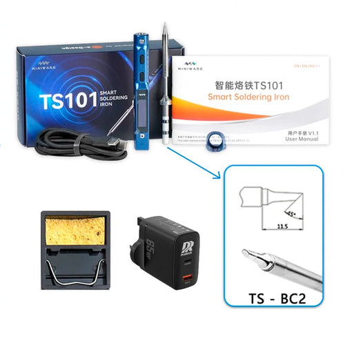 MINIWARE TS101 Soldering Iron (BC2) Blue + 65W Charger + Mini Stand (1) - MNWTS101BC2 - SI - BU - 65W - MINIWARE - AMPANOVA