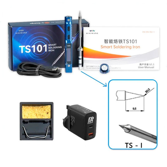 MINIWARE TS101 Soldering Iron (I) Blue + 65W Charger + Mini Stand (1) - MNWTS101I - SI - BU - 65W - MINIWARE - AMPANOVA