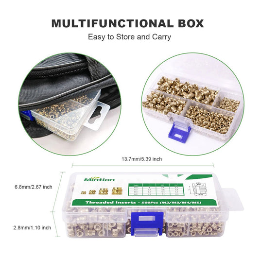 Mintion 500 Pcs Threaded Insert Kits (3) - MIN - 500 - THI - KIT - Mintion - AMPANOVA