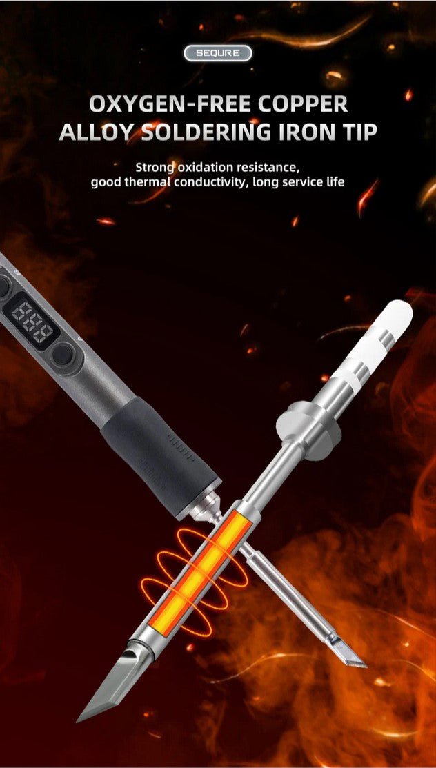 Load image into Gallery viewer, SEQURE D60B Pro Portable Mini Constant Temperature Electric Soldering Iron SEQURE D60B Pro Electric Soldering Iron / Storage Bag Set / TS - BC2 Tip(18) - LT060BSNBBC2 - SEQURE - AMPANOVA
