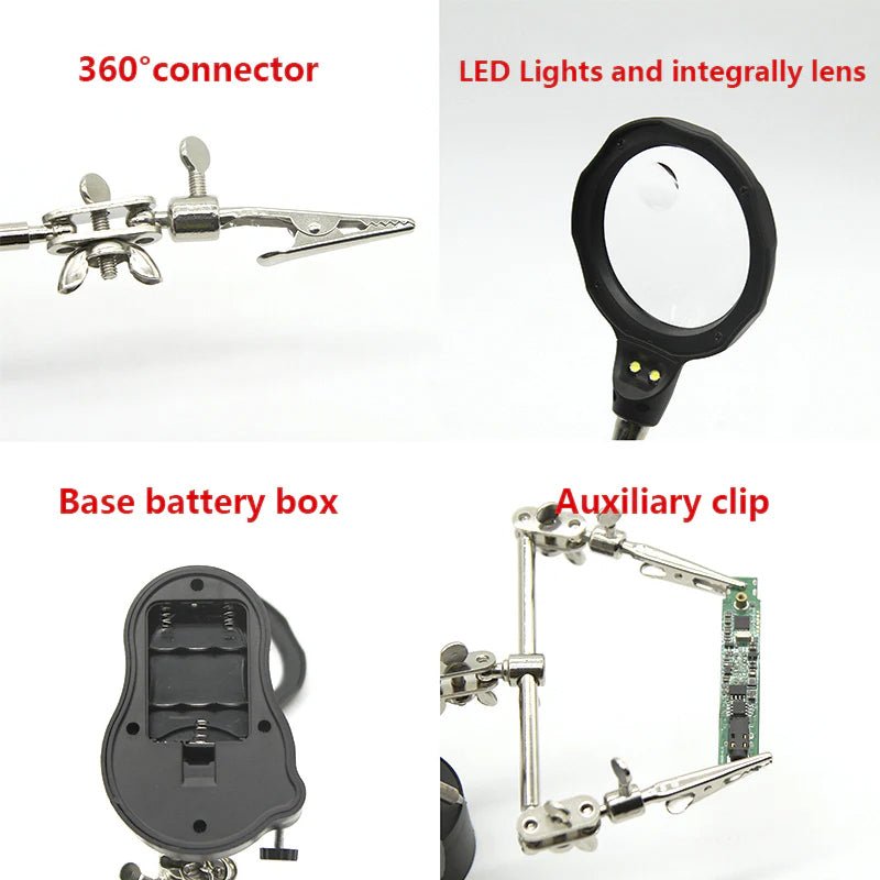 Load image into Gallery viewer, SEQURE – PCB Welding Auxiliary Clamp – Magnifier, LED Light – Soldering Accessories (Image 7, circuit repair) – SEQURE AMPANOVA
