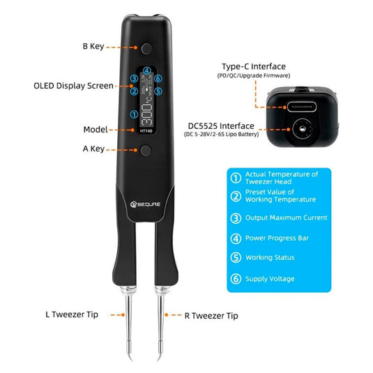SEQURE HT140 2 - IN - 1 Hot Tweezers and Soldering Iron SEQURE HT140 / Base(4) - LTHT140IS - SEQURE - AMPANOVA