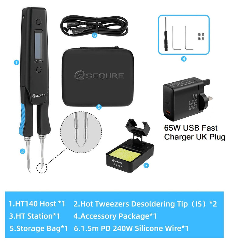 Load image into Gallery viewer, SEQURE HT140 2-IN-1 Hot Tweezers and Soldering Iron + ProRock 65W USB Fast Charger UK Plug – Soldering Iron (Image 2, ) – AMPANOVA AMPANOVA
