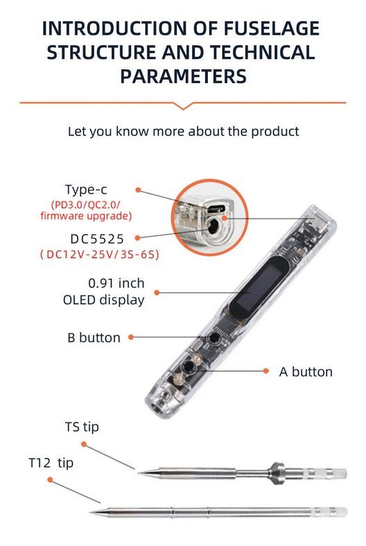 Load image into Gallery viewer, SEQURE SI012 Pro Intelligent OLED Electric Soldering Iron SEQURE SI012 Pro Intelligent OLED Electric Soldering Iron / T12 - B2 Tip(6) - SI012PROT12B2 - SEQURE - AMPANOVA
