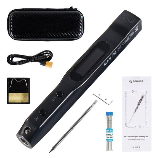SEQURE SI012 Pro Intelligent OLED Electric Soldering Iron with Adjustable Sensitivity SEQURE SI012 Pro Intelligent OLED Electric Soldering Iron / Kit / T12 - B2 Tip / Black(9) - SI012PROKITB2H - SEQURE - AMPANOVA