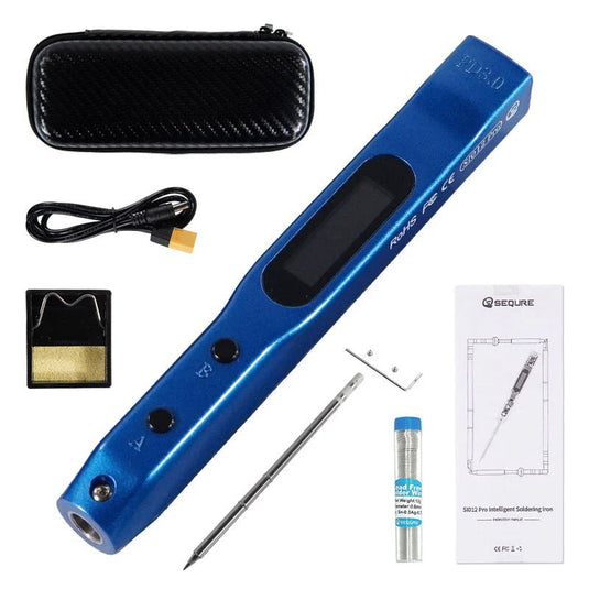 SEQURE SI012 Pro Intelligent OLED Electric Soldering Iron with Adjustable Sensitivity SEQURE SI012 Pro Intelligent OLED Electric Soldering Iron / Kit / T12 - B2 Tip / Blue(10) - SI012PROKITB2L - SEQURE - AMPANOVA