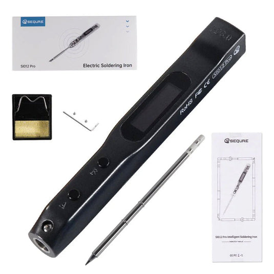 SEQURE SI012 Pro Intelligent OLED Electric Soldering Iron with Adjustable Sensitivity SEQURE SI012 Pro Intelligent OLED Electric Soldering Iron / T12 - B2 Tip / Black(6) - SI012PROT12B2H - SEQURE - AMPANOVA