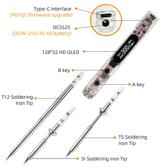 SEQURE SI012 Pro Max Portable OLED Soldering Iron TS - B2 Tip(5) - SI012PROMAXTSB2 - SEQURE - AMPANOVA