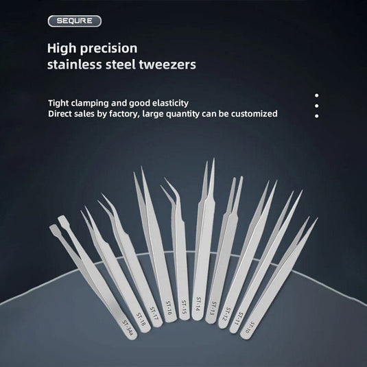 SEQURE ST – Anti - Static Tweezers Set – Stainless Steel, 6 Pieces – Tweezer Set (Image 1, anti - static) – SEQURE AMPANOVA