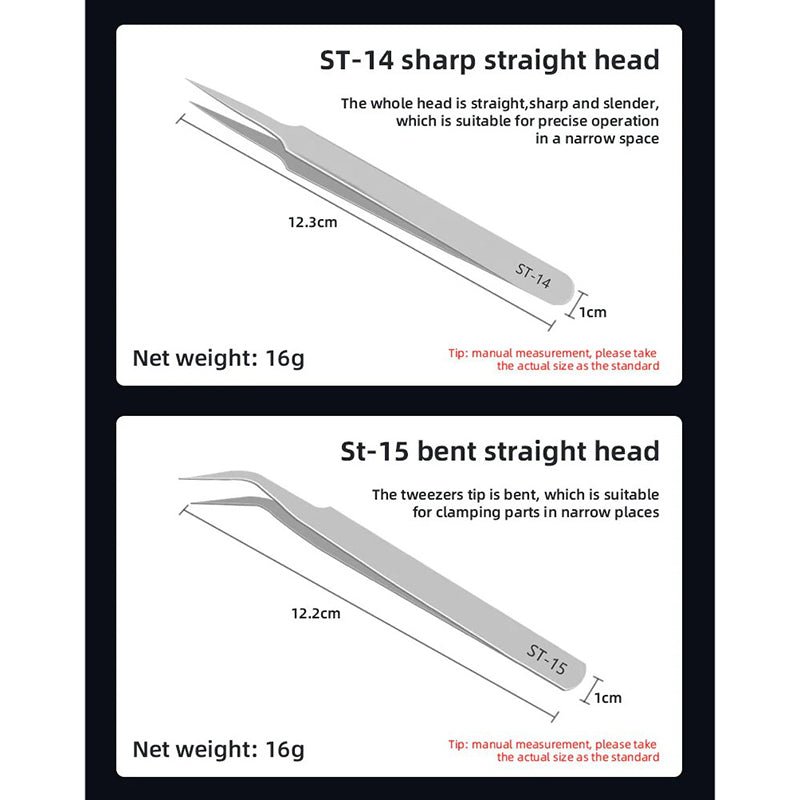Load image into Gallery viewer, SEQURE ST – Anti - Static Tweezers Set – Stainless Steel, 6 Pieces – Tweezer Set (Image 9, anti - static) – SEQURE AMPANOVA
