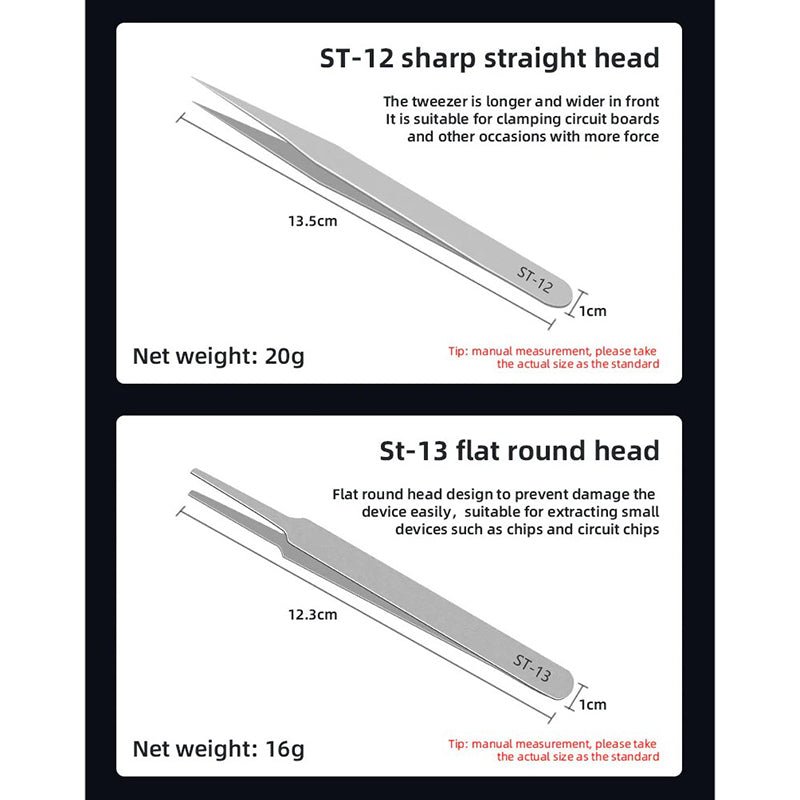 Load image into Gallery viewer, SEQURE ST – Anti - Static Tweezers Set – Stainless Steel, 6 Pieces – Tweezer Set (Image 8, anti - static) – SEQURE AMPANOVA
