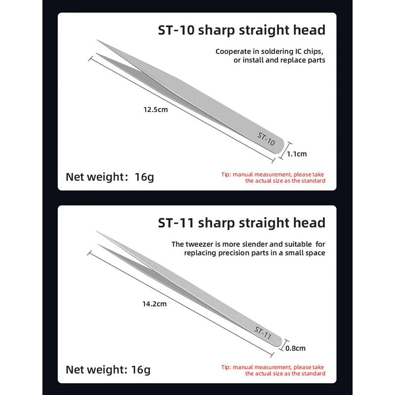 Load image into Gallery viewer, SEQURE ST – Anti - Static Tweezers Set – Stainless Steel, 6 Pieces – Tweezer Set (Image 7, anti - static) – SEQURE AMPANOVA
