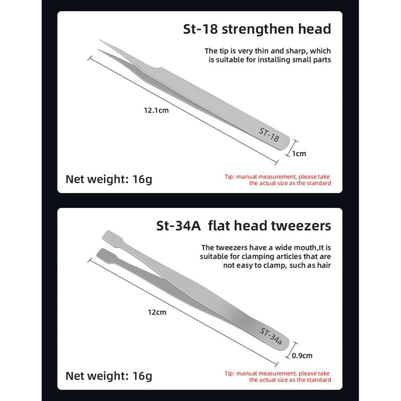 Load image into Gallery viewer, SEQURE ST – Anti - Static Tweezers Set – Stainless Steel, 6 Pieces – Tweezer Set (Image 11, anti - static) – SEQURE AMPANOVA
