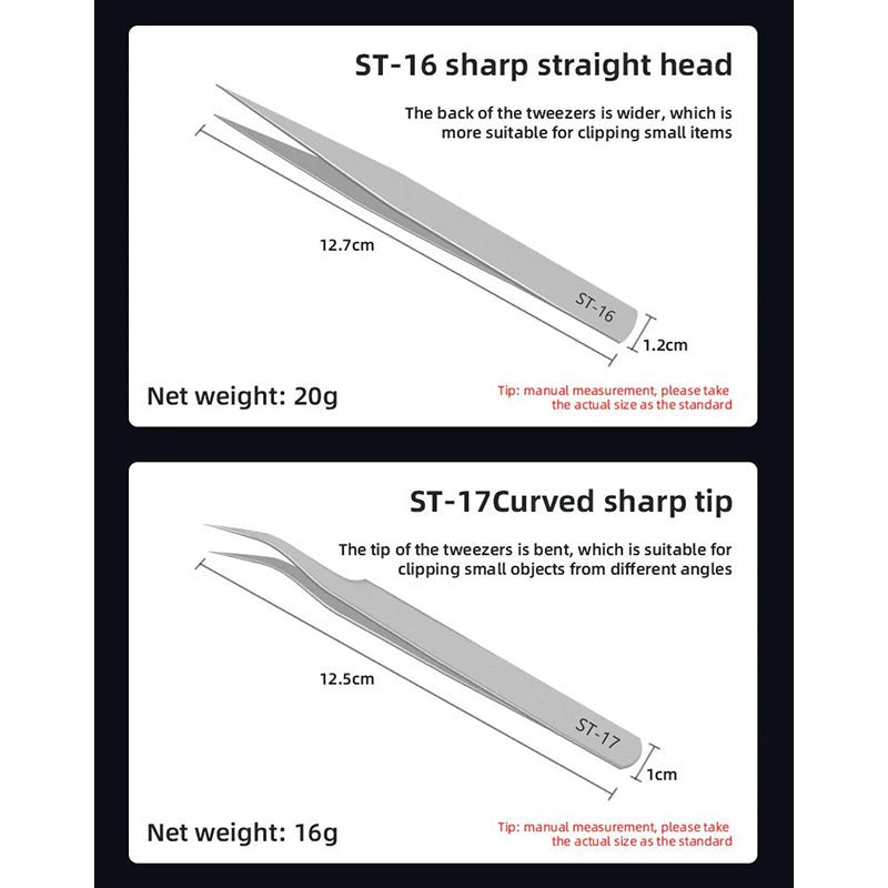 Load image into Gallery viewer, SEQURE ST – Anti - Static Tweezers Set – Stainless Steel, 6 Pieces – Tweezer Set (Image 10, anti - static) – SEQURE AMPANOVA
