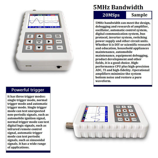 DSO FNIRSI PRO Handheld mini portable digital oscilloscope 5M bandwidth 20MSps sampling rate (5) - FN-DSO-PRO-OSCP - Fnirsi - ALTWAYLAB