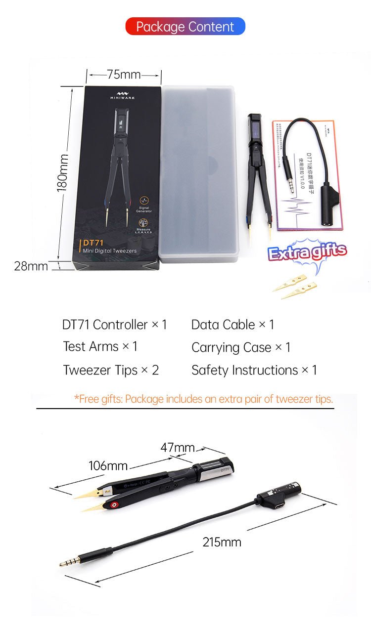 Load image into Gallery viewer, DT71 Mini Digital Tweezers (16) - MNWDT71MD-TB - Miniware - ALTWAYLAB
