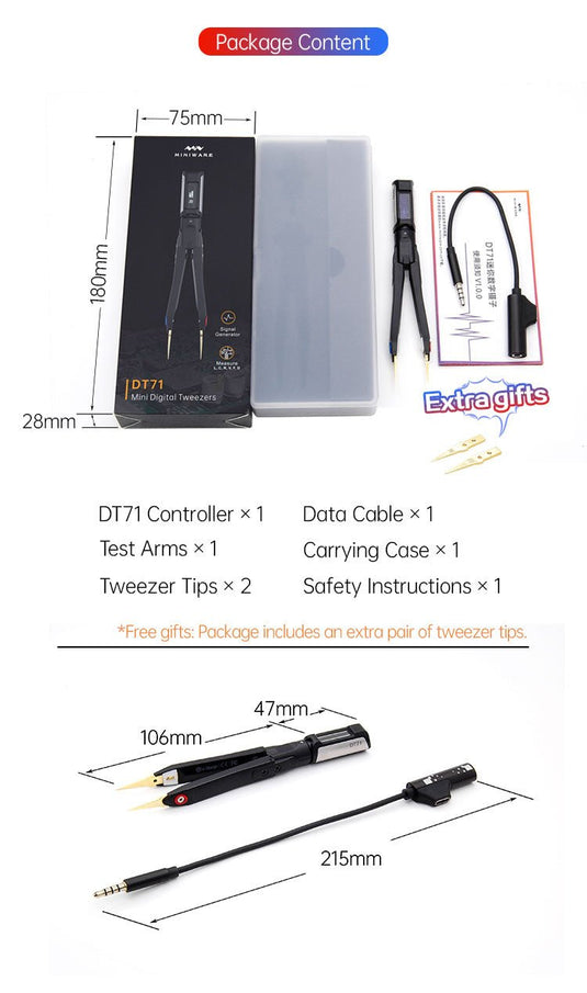 DT71 Mini Digital Tweezers (16) - MNWDT71MD-TB - Miniware - ALTWAYLAB