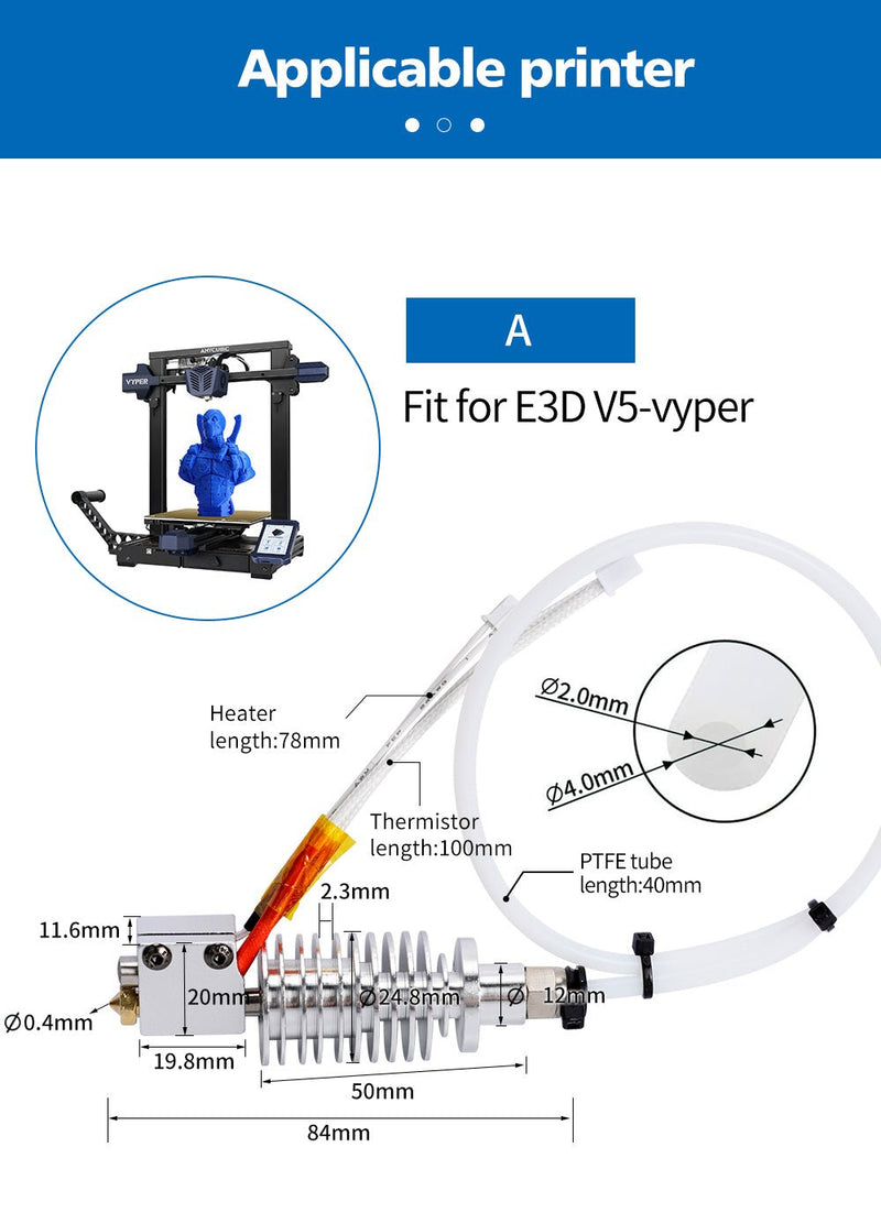 Load image into Gallery viewer, E3D V5 Hotend for Anycubic Vyper / Chiron / Mega / Cobra Anycubic Vyper Hotend(2) - B01783 - Kingroon - ALTWAYLAB
