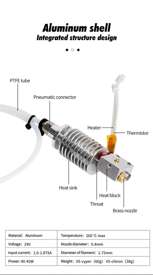 E3D V5 Hotend for Anycubic Vyper / Chiron / Mega / Cobra Anycubic Chiron Hotend(4) - B01785 - Kingroon - ALTWAYLAB