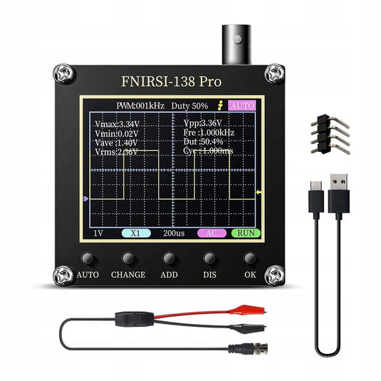 FNIRSI 138 Pro Oscilloscope - 2.4" TFT Handheld Digital Oscilloscope Kit Portable Automotive Oscilloscope, 2.5MS/s High Sampling Rate, 200KHz Bandwidth, 80khz Pwm, Trigger Function Auto/Nomal/Single Without Battery(10) - FN-138-PRO-OSCP-NB - Fnirsi - ALTWAYLAB