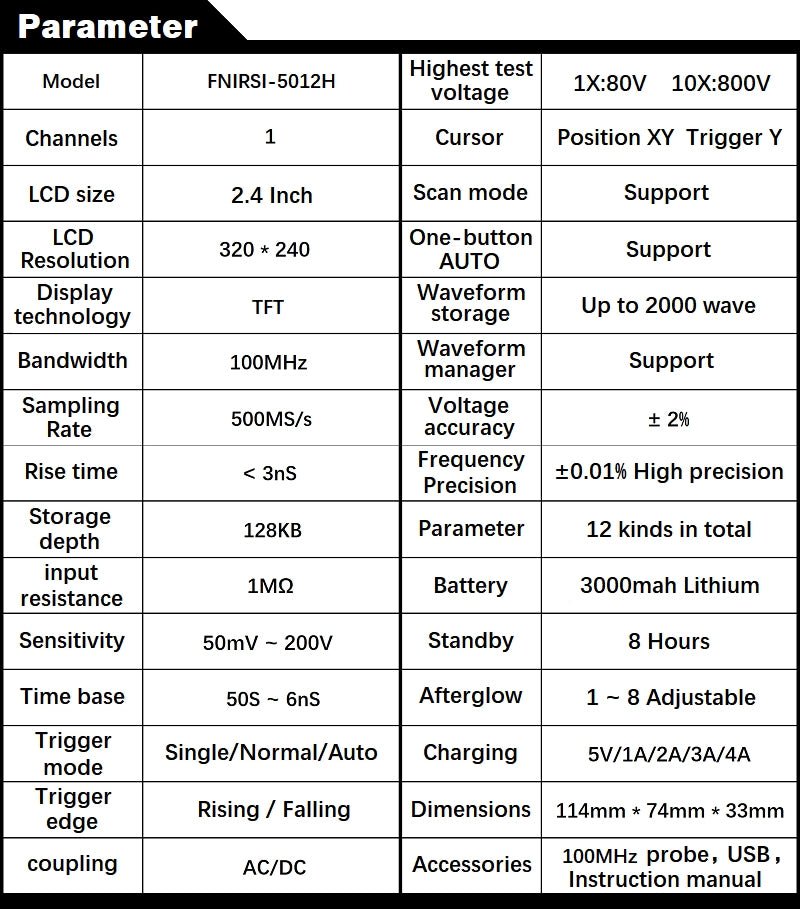 Load image into Gallery viewer, FNIRSI-5012H 2.4-inch Screen Digital Oscilloscope 500MS/s Sampling Rate 100MHz Analog Bandwidth (9) - FN-5012H-OSCP - Fnirsi - ALTWAYLAB
