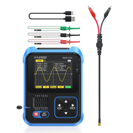 FNIRSI DSO-TC3 Handheld Digital Oscilloscope Transistor Tester Function Signal Generator 3 in 1 Multifunction Standard(8) - FN-DSO-TC3-STD-OSCP - Fnirsi - ALTWAYLAB