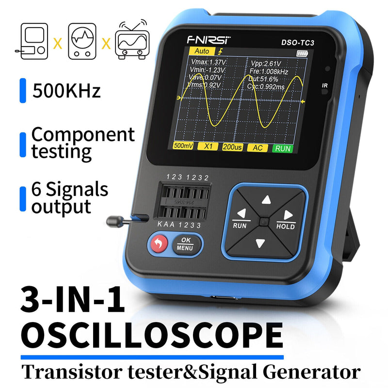 Load image into Gallery viewer, FNIRSI DSO-TC3 Handheld Digital Oscilloscope Transistor Tester Function Signal Generator 3 in 1 Multifunction Standard(1) - FN-DSO-TC3-STD-OSCP - Fnirsi - ALTWAYLAB
